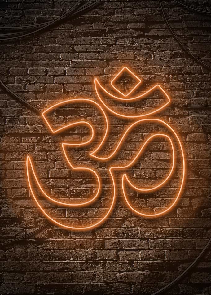 Glowing Neon Hinduism Om Symbol Wall Art