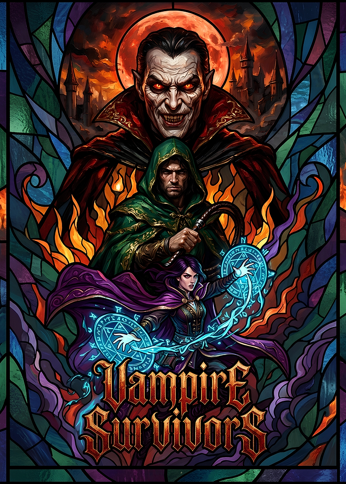 Vampire Survivors Stained Glass Poster