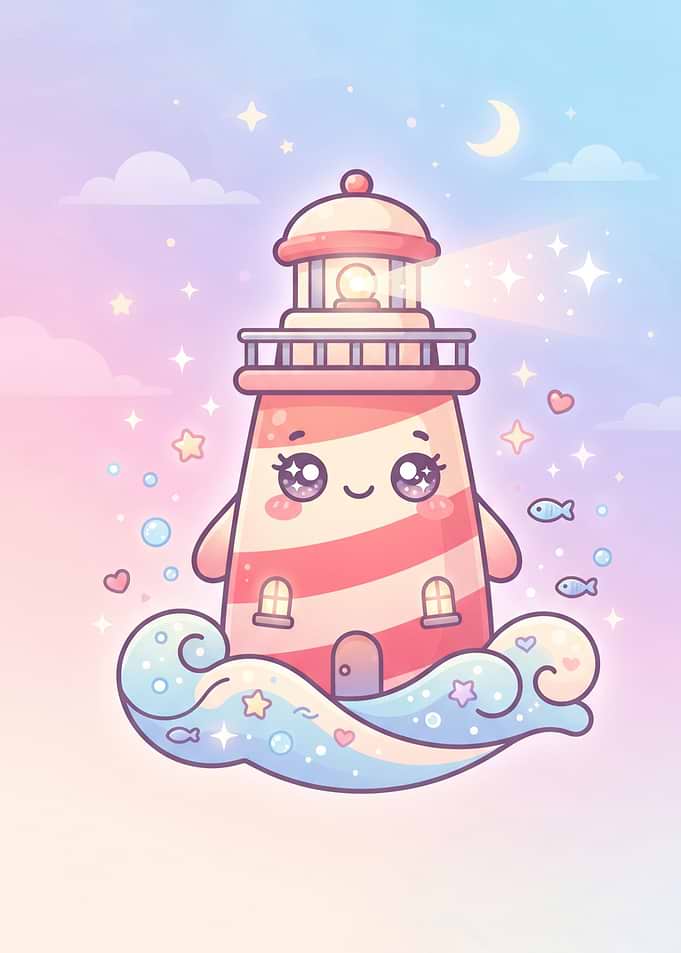 Cute Kawaii Lighthouse Illustration