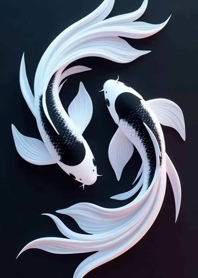 Elegant Black and White Koi Fish