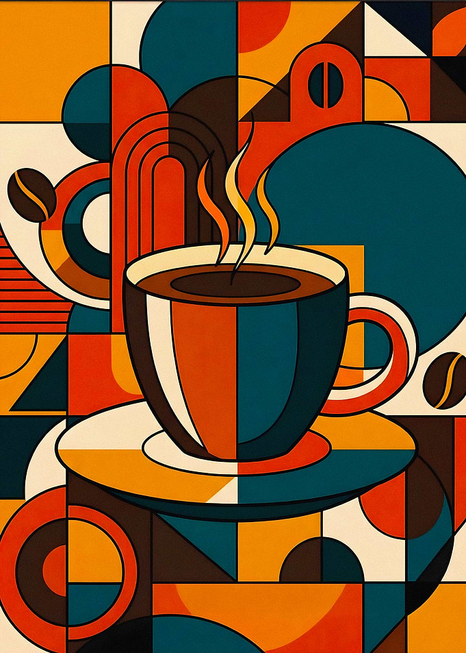 Geometric Abstract Coffee Cup Art