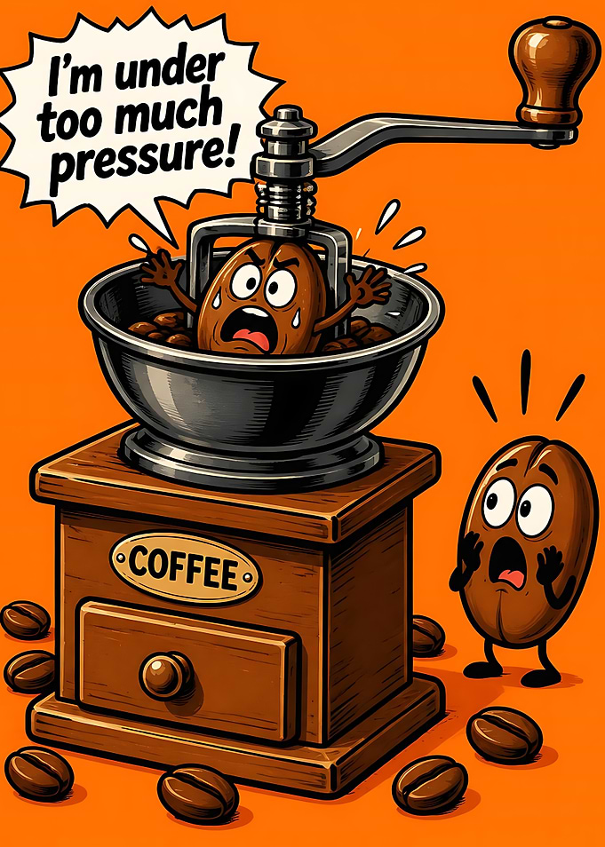 Funny Coffee Bean Under Pressure