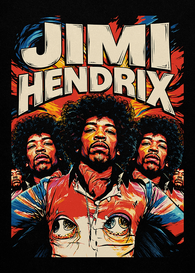 Jimi Hendrix Psychedelic Portrait Poster