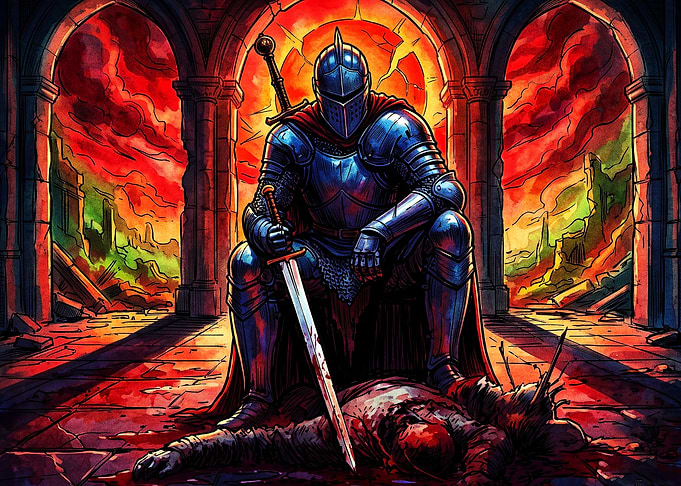 Knight Sword Dark Fantasy Poster