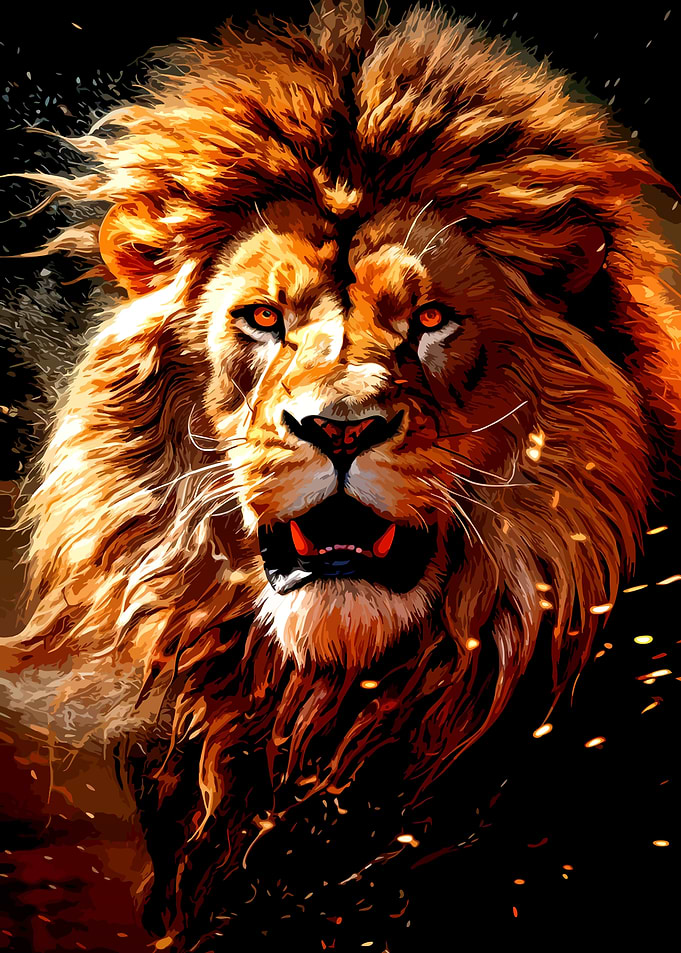 Fiery Lion Portrait