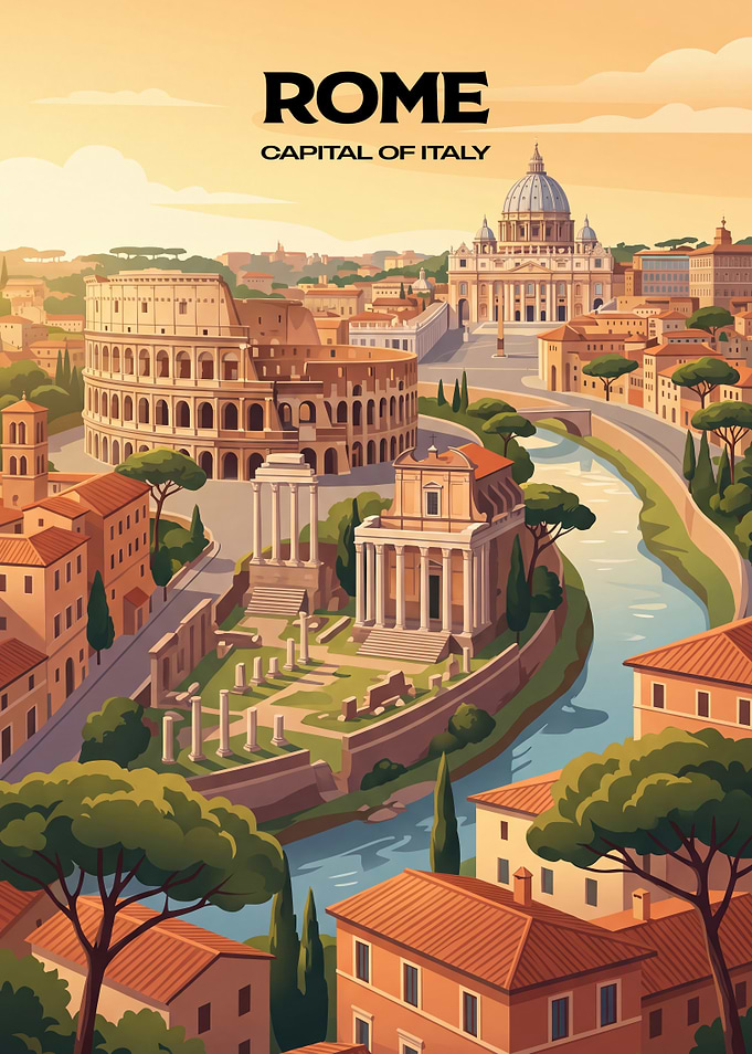 Vintage Travel Poster of Rome