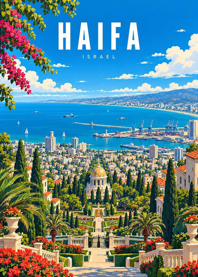 Haifa Israel Travel Poster