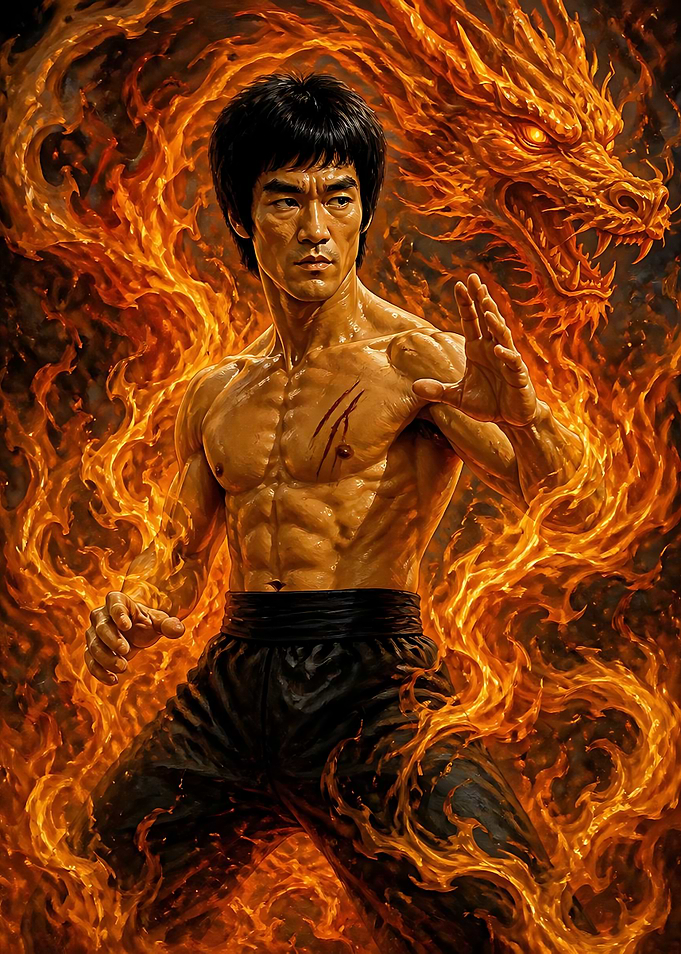 Bruce Lee with Fiery Dragon
