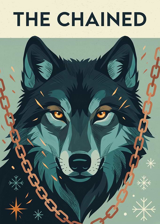 Chained Wolf Wildlife Animal Poster Graphic Vector Illustration Art