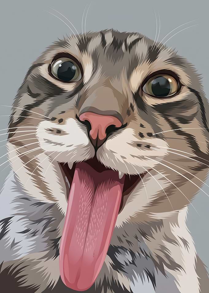 Funny Tabby Cat Sticking Tongue Out