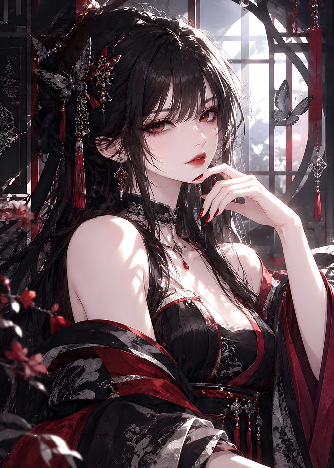 Elegant Anime Girl in Traditional Attire