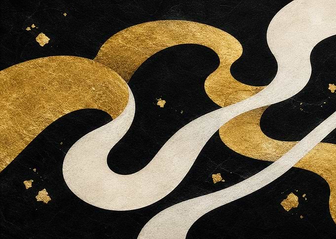 Golden Flow Black and Gold Japanese Abstract