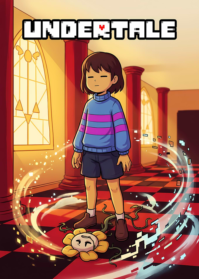 Undertale Frisk and Flowey Game Art