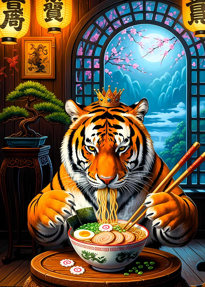 Royal Tiger Eating Ramen