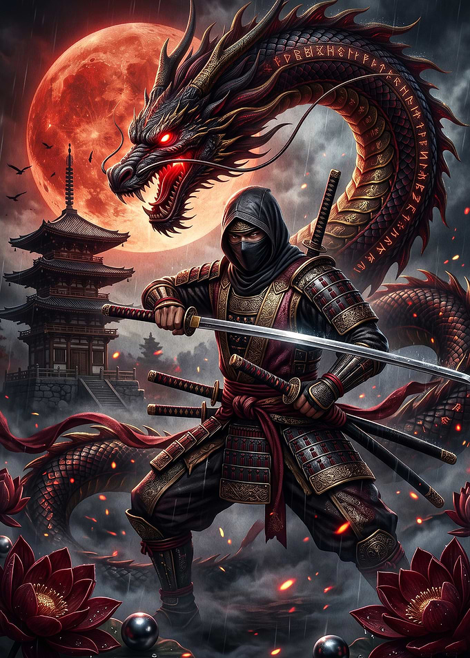 Ninja Dragon Blood Moon Epic Art