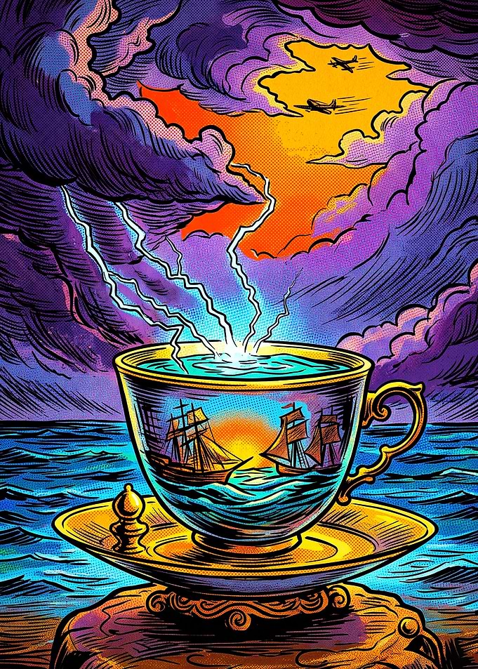 Coffee Cup Storm Surreal Art Poster