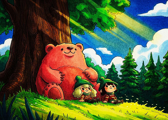 Bear and Friends in Forest