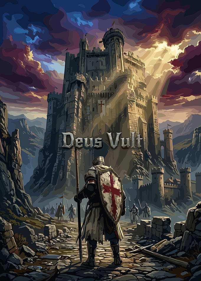 Deus Vult Crusader Knight Castle Art