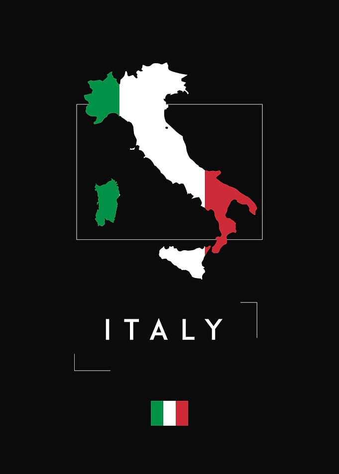 Italy Map Flag