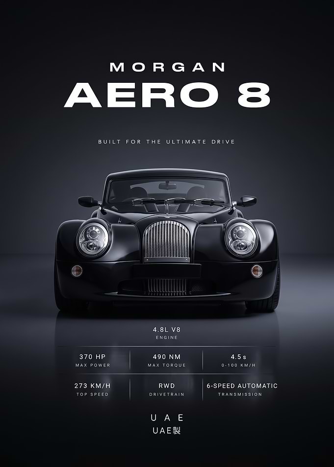 black sleek Morgan Aero 8 Luxury Sports Car