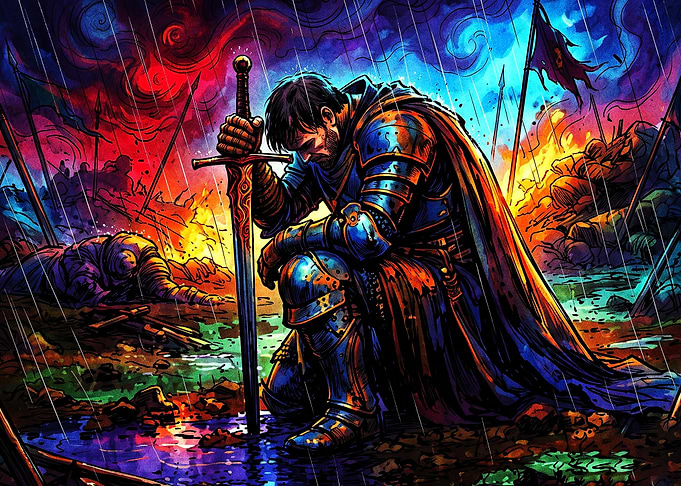 Knight Sword Battle Epic Art Poster