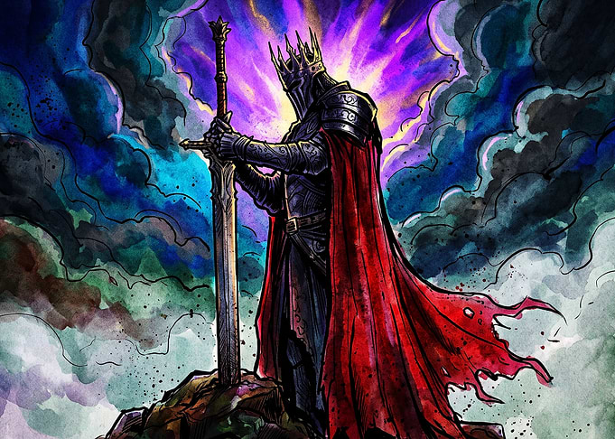 Dark Fantasy Knight Crown Poster