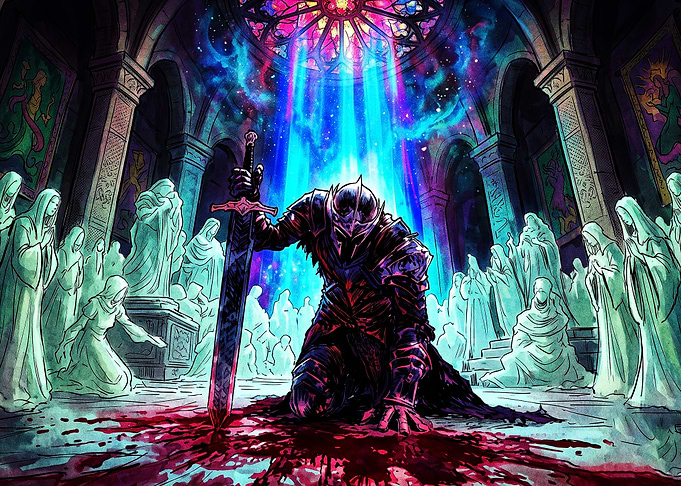 Knight Sword Fantasy Dark Art Poste