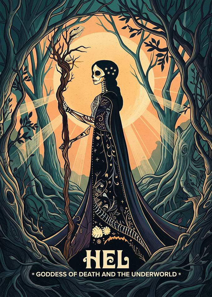 Hel Goddess Of Death And The Underworld Norse Mythology Illustration Graphic Art