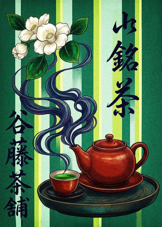 Vintage Japanese Tea Ceremony Illustration