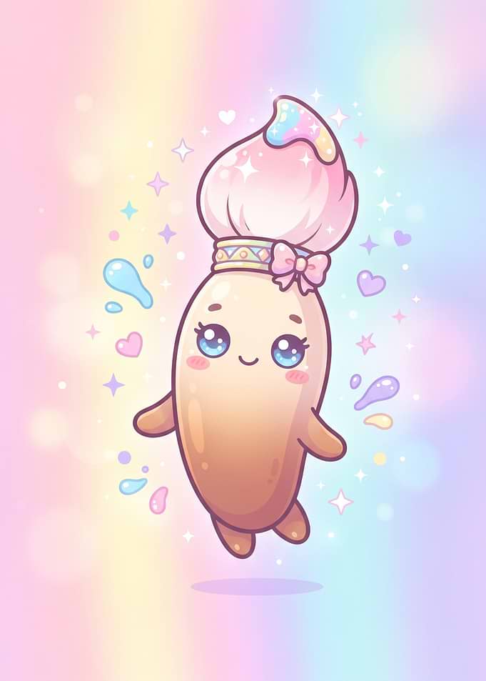 Cute Kawaii Paintbrush Character