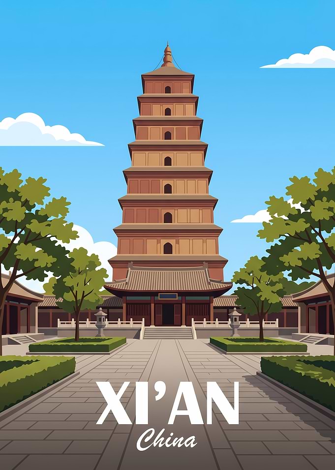 Giant Wild Goose Pagoda Xi'an Poster