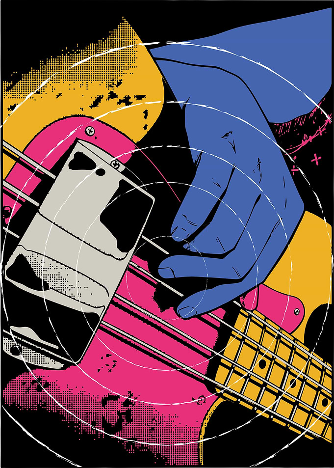 Pop Art Bass Guitar Illustration