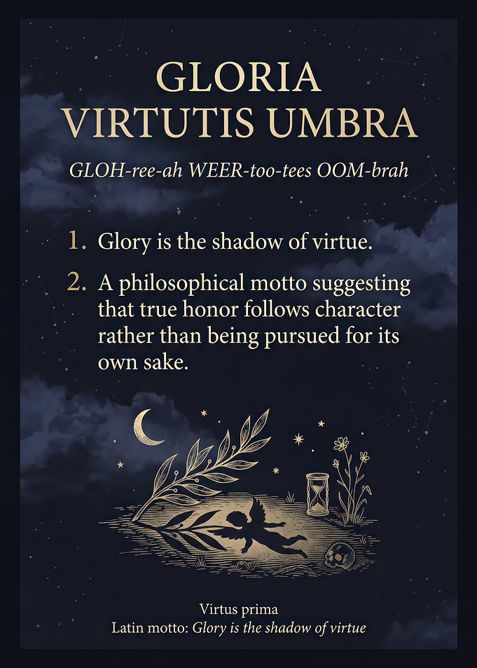 Gloria Virtutis Umbra Latin Motto Poster