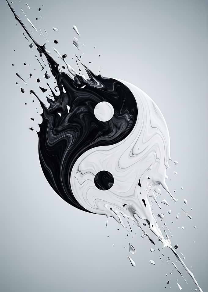 Liquid Paint Yin Yang Symbol