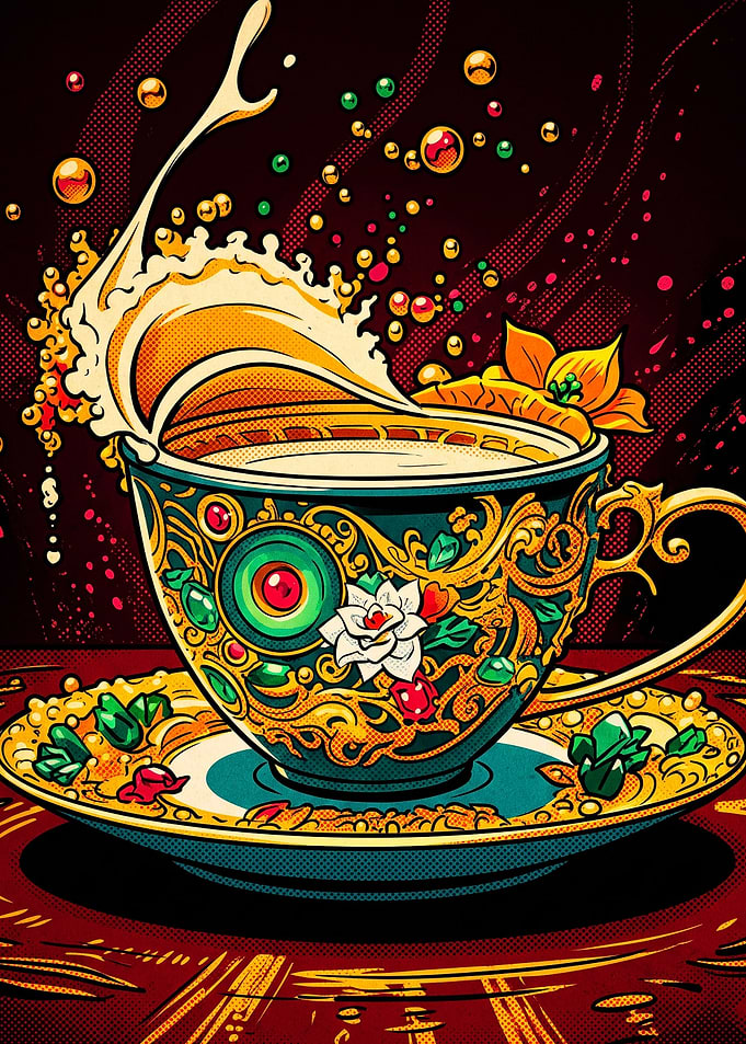 Coffee Cup Splash Pop Art Poster