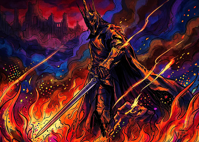 Dark Lord Fire Sword Epic Fantasy A