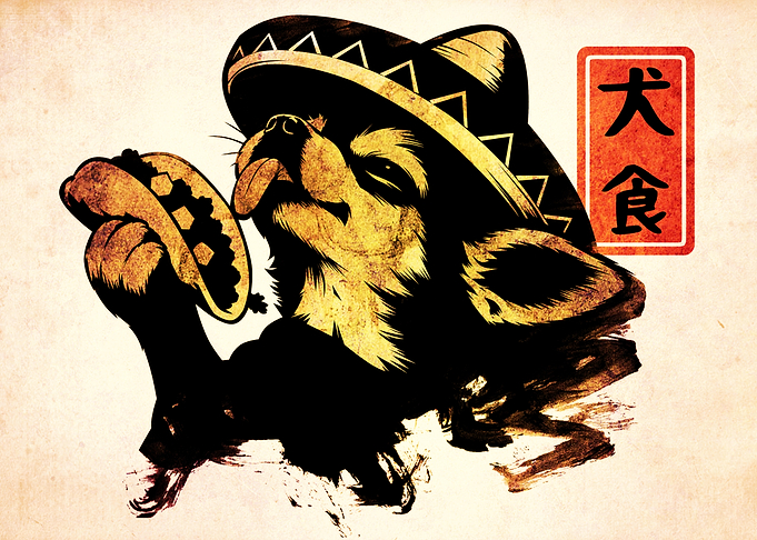 Chihuahua Wearing Sombrero Eating Taco