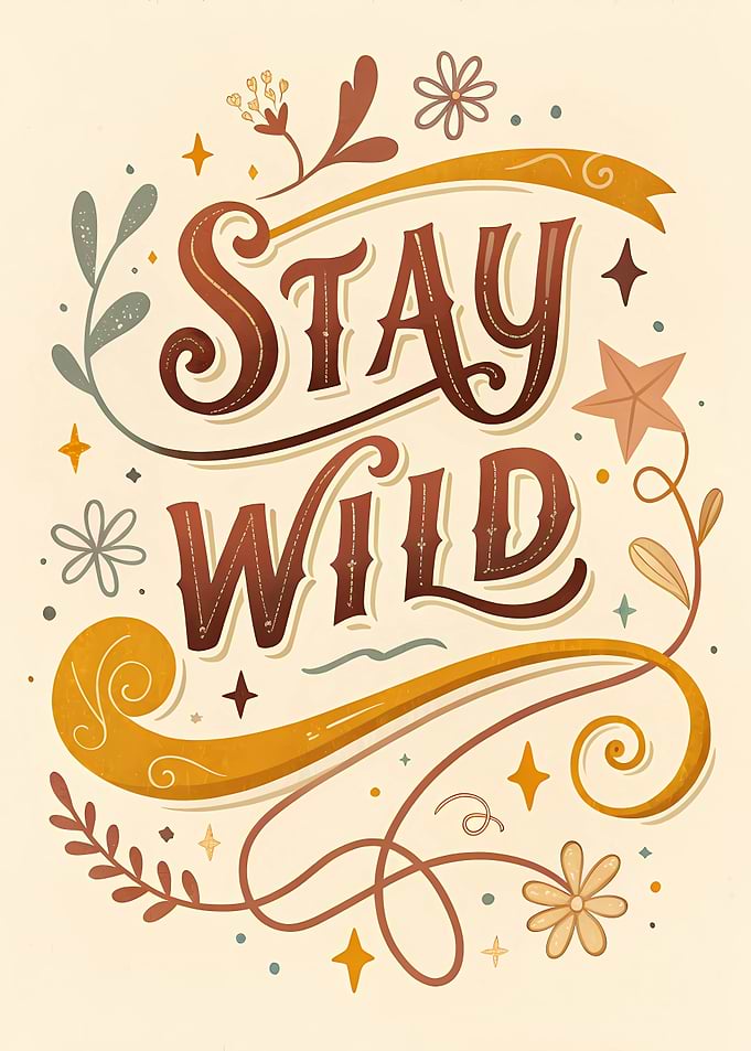 Stay Wild Boho Typography Poster