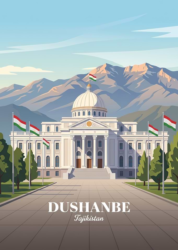 Dushanbe Tajikistan Travel Poster