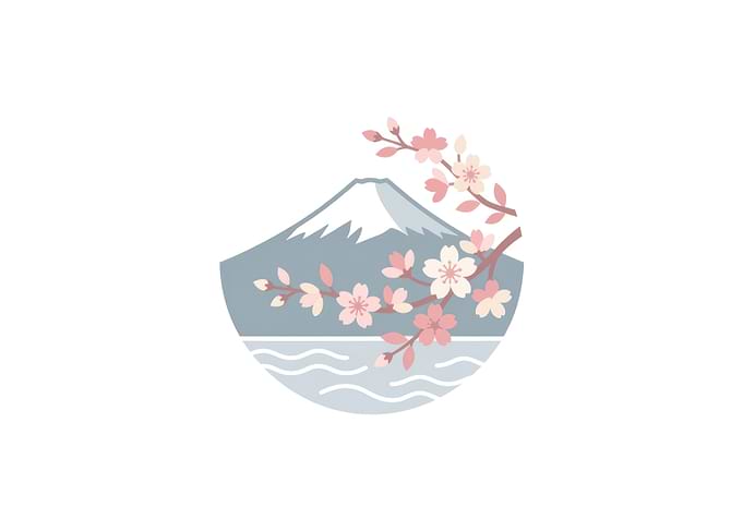 Minimalist Mount Fuji and Cherry Blossoms