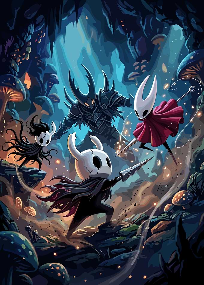 Hollow Knight Battle Scene Illustration