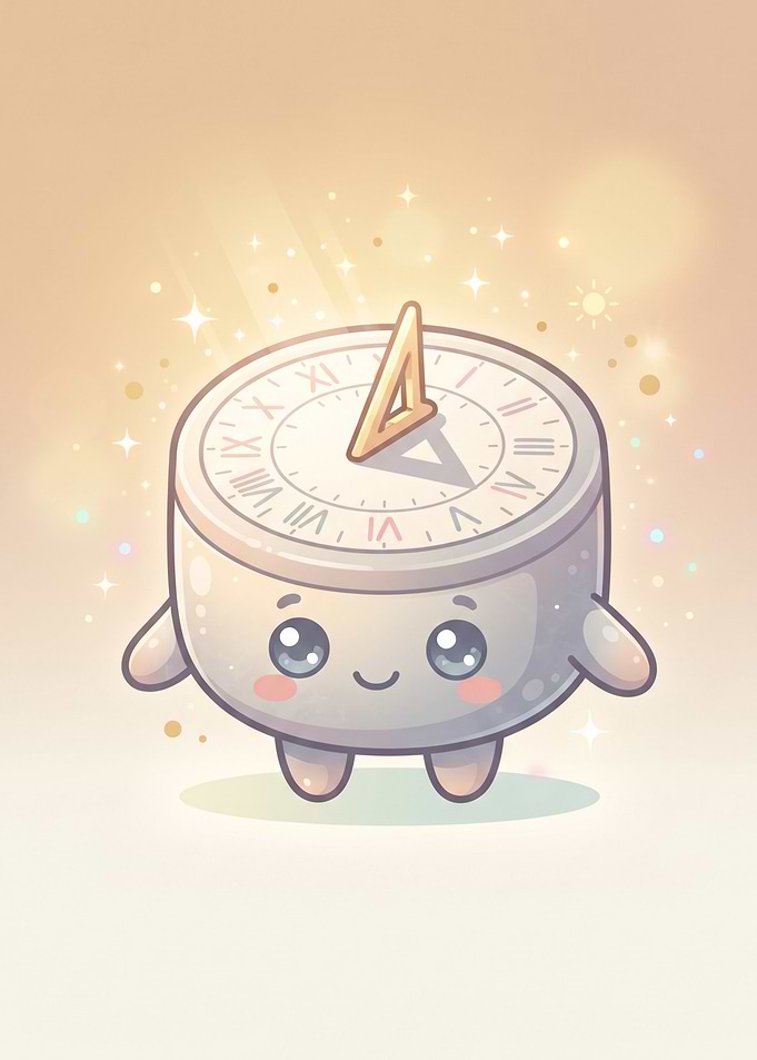 Cute Kawaii Sundial Character