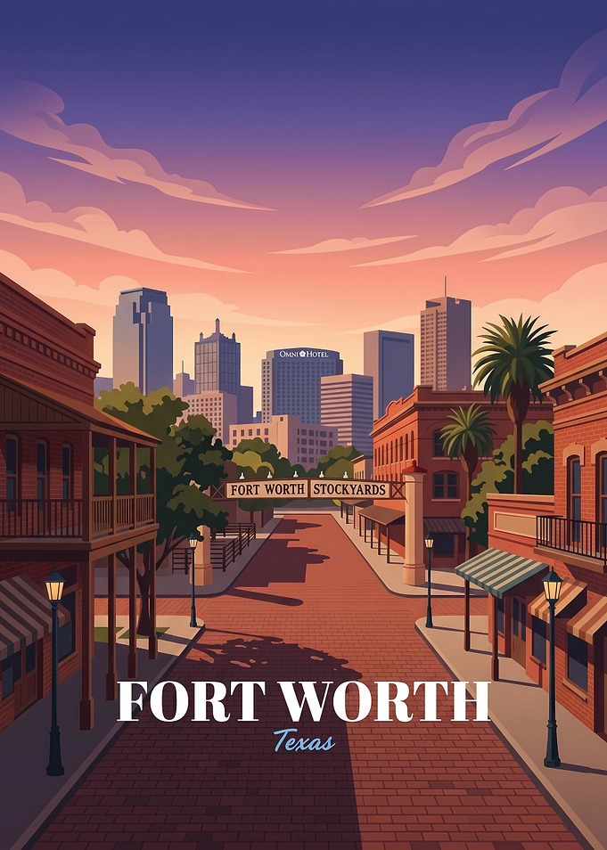 Fort Worth Stockyards Travel Poster
