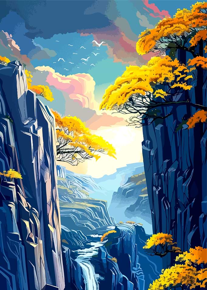 Vibrant Mountain Canyon Landscape