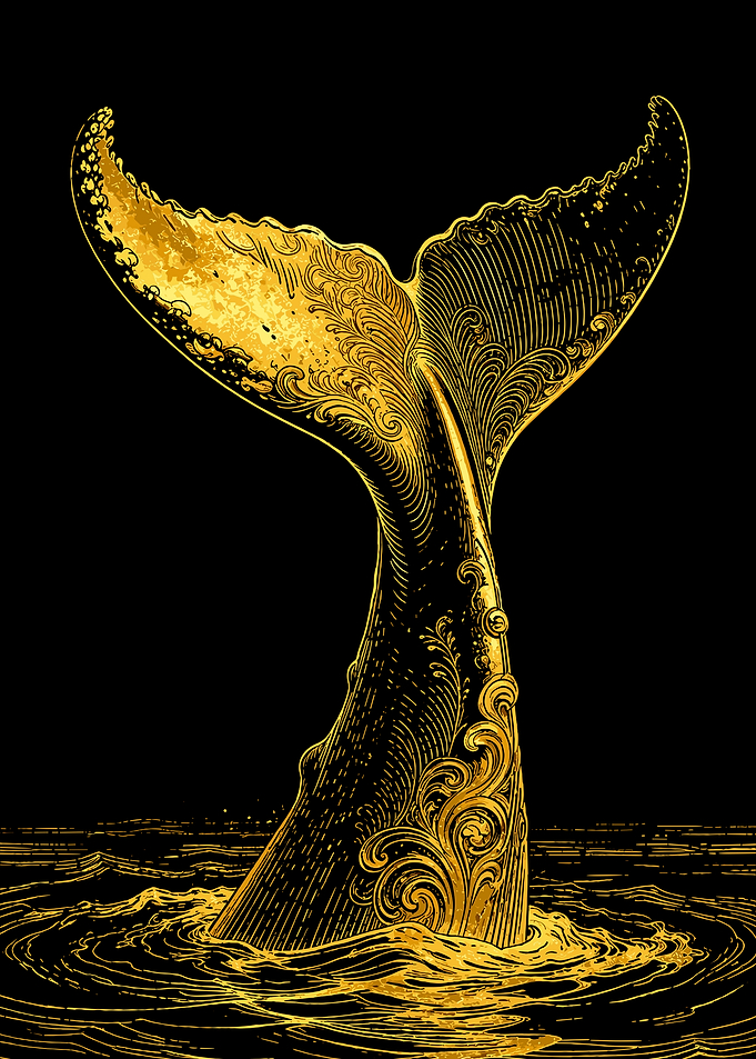 Ornate Golden Whale Tail Illustration