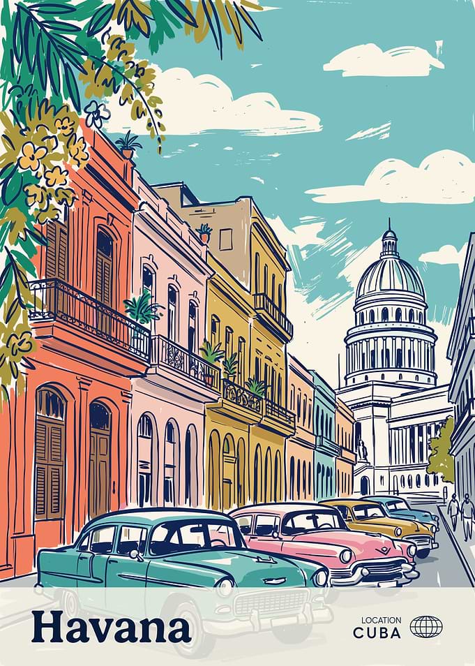 Vintage Havana Street Scene Poster