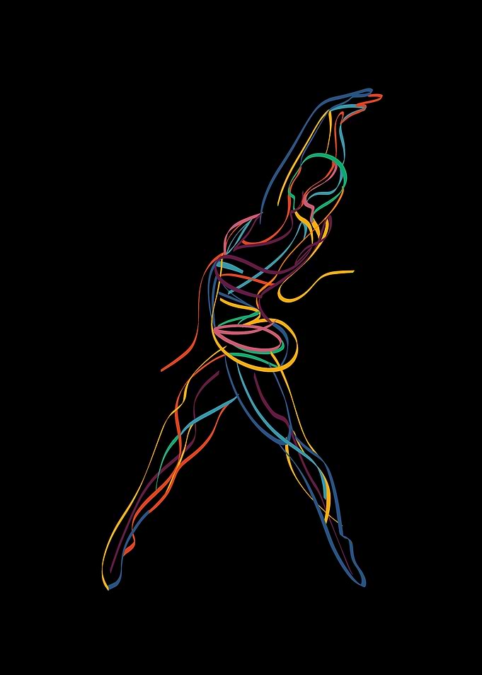 Colorful Abstract Ballerina Line Art