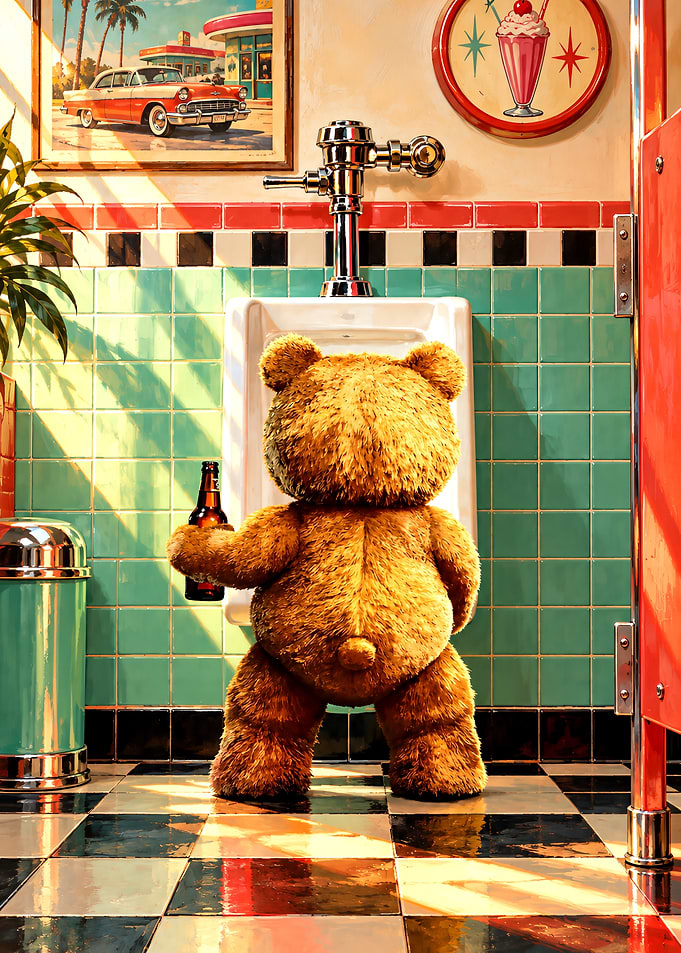 Ted Bear at Retro Diner Urinal