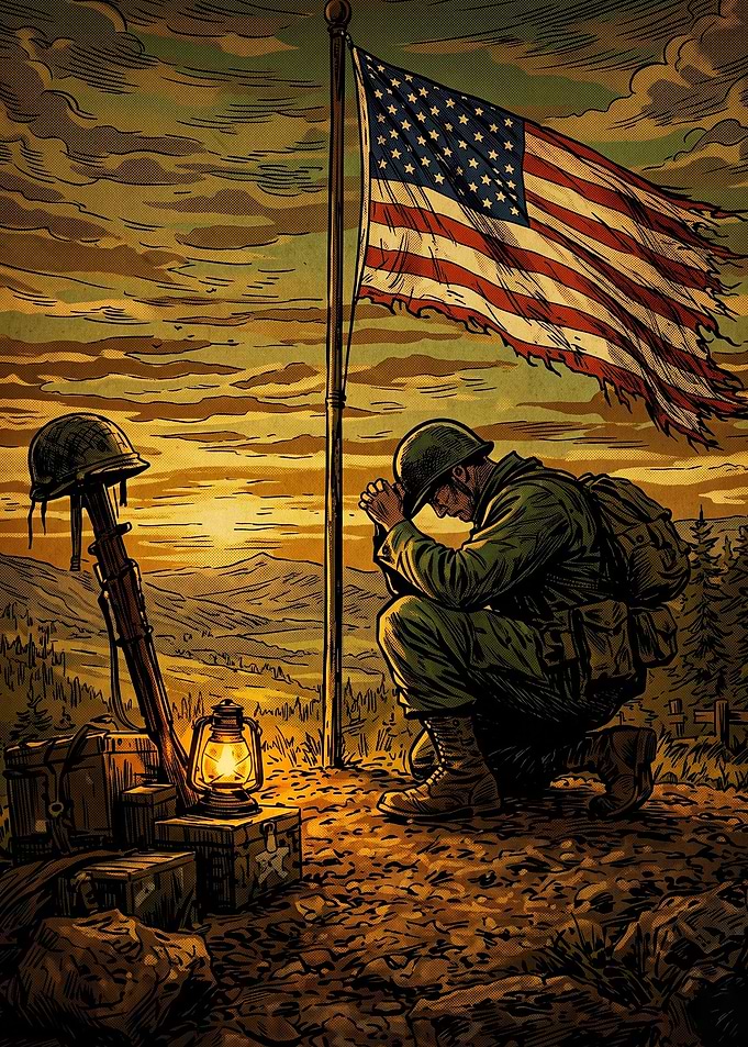 Military Soldier Prayer Flag Art