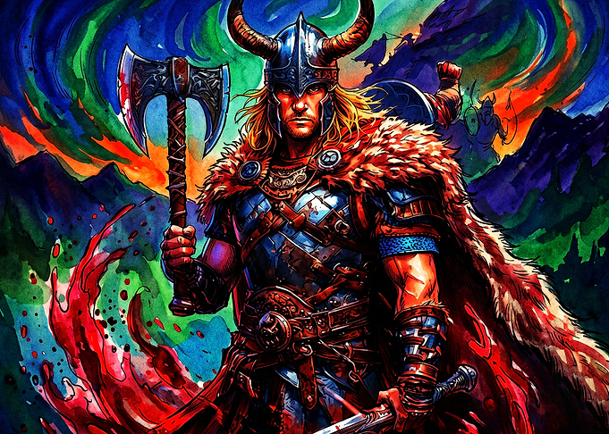 Viking Warrior Ax Art